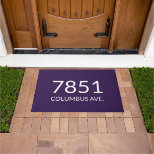 Minimalist dark violet purple and white elegant doormat