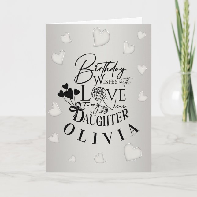 Minimalist Daughter Birthday Lettering Card (Front)