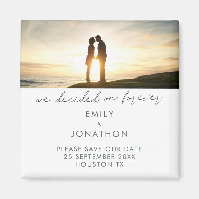 Minimalist Decided on Forever Photo Save the Date Magnet (Front)