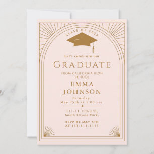 Minimalist Deco chic Graduation Party Invitation