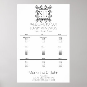 Minimalist Deco Heart Wedding Logo Seating Chart