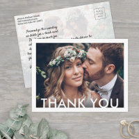 Minimalist Deco Typography Wedding Photo Thank You