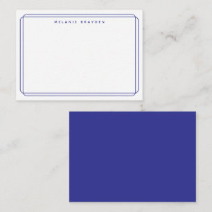Minimalist Deep Blue Double Curve Border Name Card