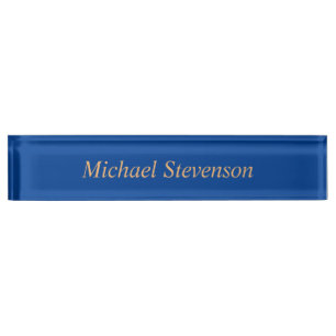 Minimalist Deep Blue Modern Plain Nameplate