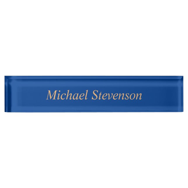 Minimalist Deep Blue Modern Plain Nameplate (Front)