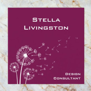 Minimalist Deep Magenta Dandelion Consultant Square Business Card