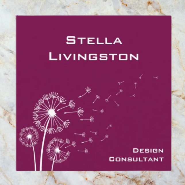 Minimalist Deep Magenta Dandelion Consultant   Square Business Card (Creator Uploaded)