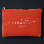 Minimalist Deep Orange Personalised Bridesmaid Accessory Pouch<br><div class="desc">Introducing our Chic Minimalist Deep Orange Personalised Bridesmaid Accessory Pouch, a stylish and versatile gift designed to celebrate your bridesmaids in elegance. This accessory pouch is the epitome of modern chic, perfect for any occasion from bridesmaid proposals to bridal showers. Crafted with a minimalist design, this pouch features a Deep...</div>