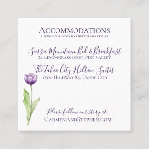 Minimalist Deep Purple Single Tulip Wedding Detail Square Business Card
