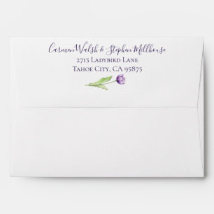 Minimalist Deep Purple Single Tulip Wedding Envelope