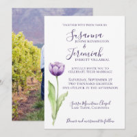 Minimalist Deep Purple Single Tulip Wedding Photo