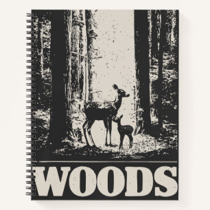 Minimalist Deer and Fawn in Woods Vintage Wild Notebook