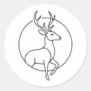 Minimalist Deer Line Art – Forest Animal Art Classic Round Sticker