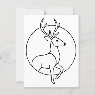 Minimalist Deer Line Art – Forest Animal Art Postcard