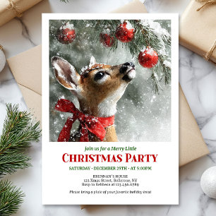 Minimalist deer snowy forest watercolor Christmas  Invitation