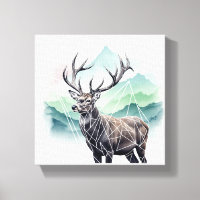 Minimalist Deer Wall Art Canvas – Geometric Line A