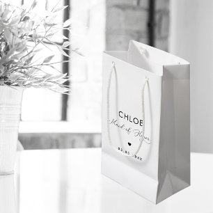 Minimalist Delicate Script & Heart Maid of Honour Small Gift Bag