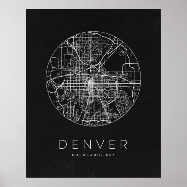 Minimalist Denver City Map Poster (Front)