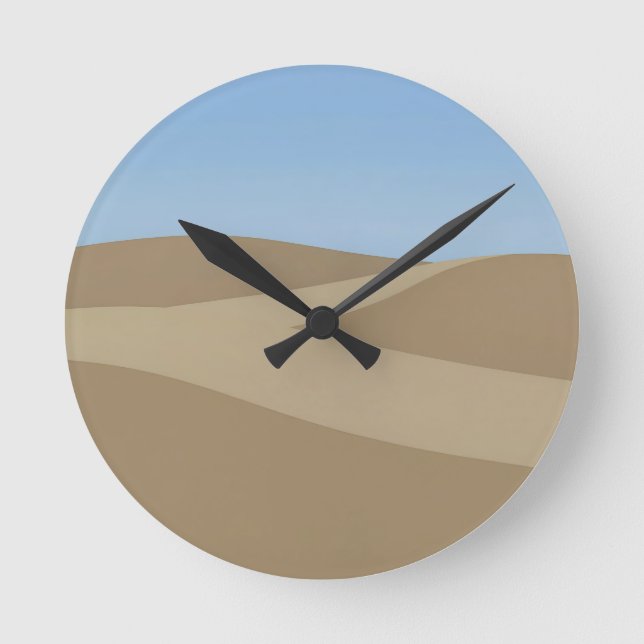 Minimalist Desert Dunes Landscape Round Clock (Front)