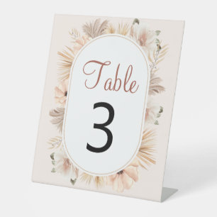 Minimalist Desert Pampas Oval Arch Table Number Pedestal Sign