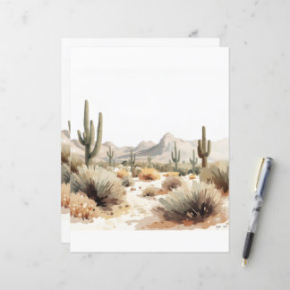 Minimalist Desert Saguaro Cactus Watercolor Art
