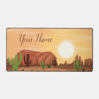 Minimalist Desert Scene Evening Sunset Desk Mat