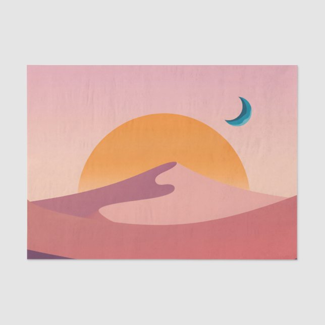 Minimalist Desert Sunset Moon Landscape Tissue Paper (Front)