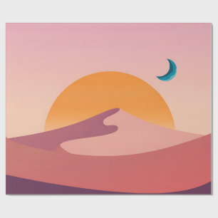 Minimalist Desert Sunset Moon Landscape Wrapping Paper