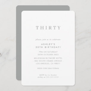 MINIMALIST design birthday chic modern muted grey Invitation