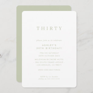 MINIMALIST design birthday chic modern sage green Invitation