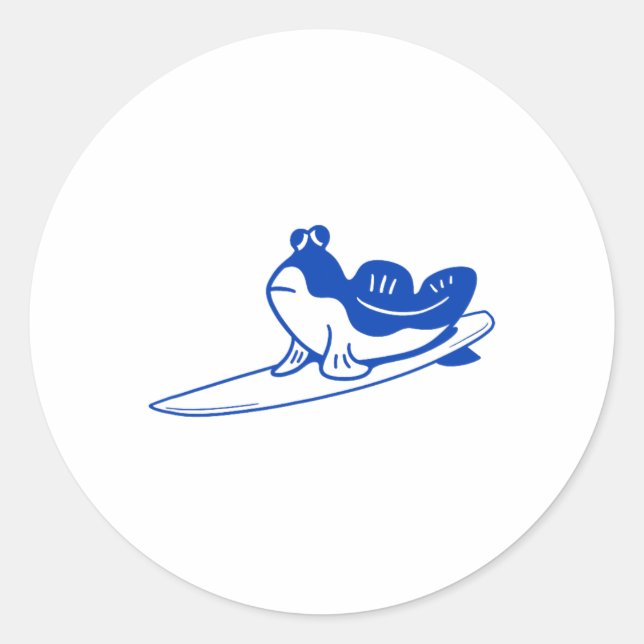 Minimalist Design For Surfers. Mudskipper Is Surfi Classic Round Sticker (Front)