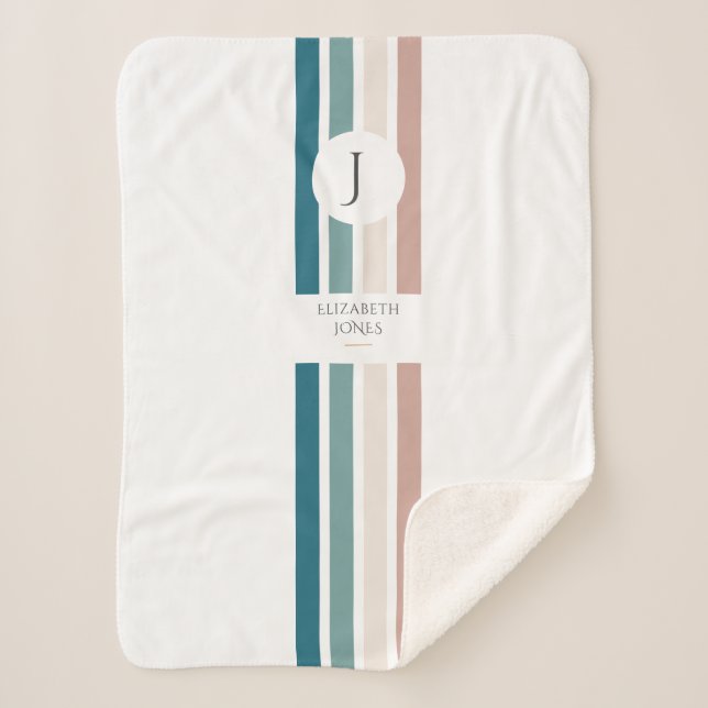 Minimalist design in pastel colours sherpa blanket (Front)