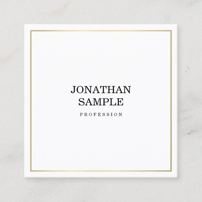 Minimalist Design Modern Gold Plain Professional Square Business Card (Front)