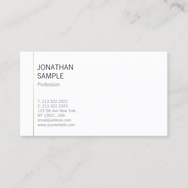 Minimalist Design Modern Trendy Professional Plain Business Card (Front)
