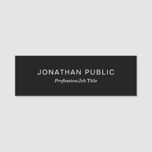 Minimalist Design Plain Black Template Modern Oval Name Tag