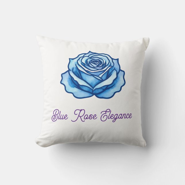 Minimalist Design Romantic Blue Rose Floral Gift  Cushion (Front)