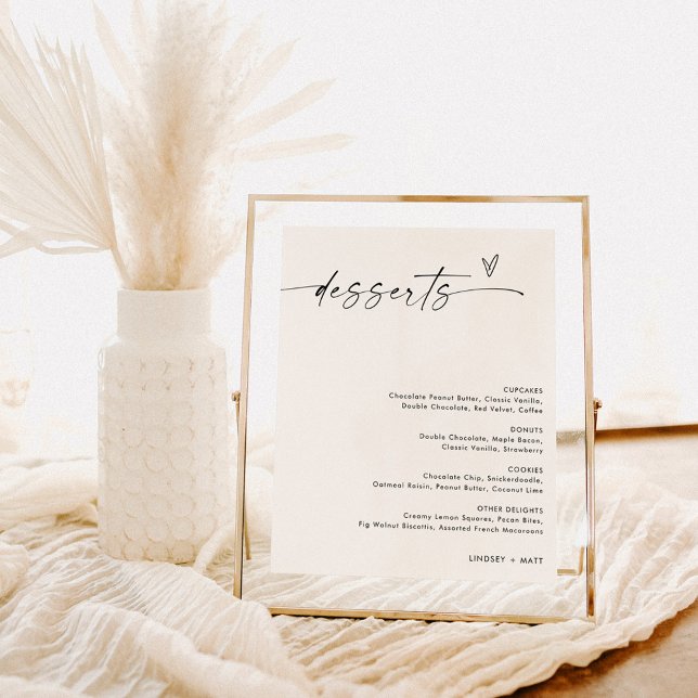 Minimalist Dessert Menu Sign, Boho Modern Wedding Poster (Creator Uploaded)