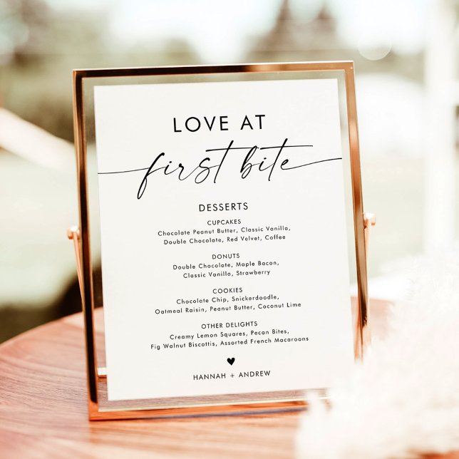 Minimalist Dessert Menu Sign, Love at First Bite Poster (Creator Uploaded)
