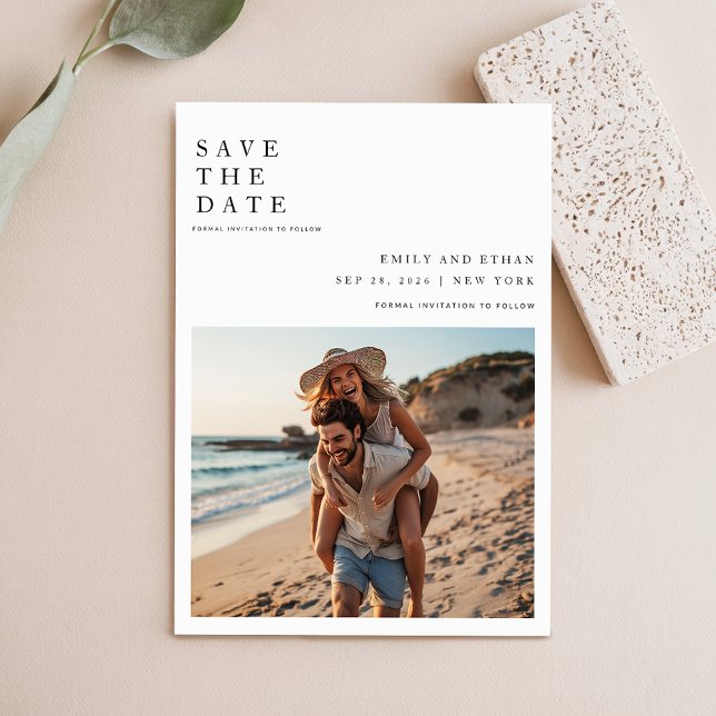 Minimalist Destination QR Code Wedding Photo Save The Date (Creator Uploaded)
