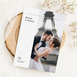 Minimalist Destination Simple Wedding Photo Invitation