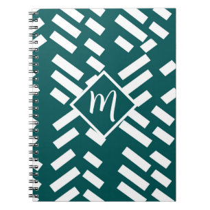 Minimalist Diagonal Striped Pattern, Monogram Notebook