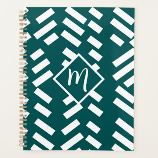 Minimalist Diagonal Striped Pattern, Monogram Planner