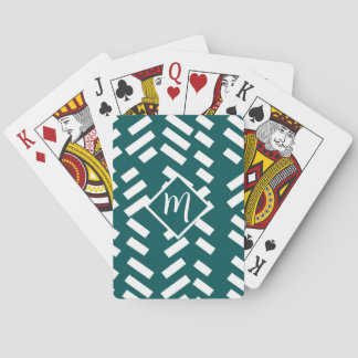 Minimalist Diagonal Striped Pattern, Monogram Playing Cards