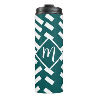 Minimalist Diagonal Striped Pattern, Monogram Thermal Tumbler
