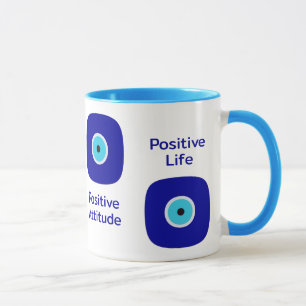 Minimalist Diamond Blue Evil Eye Positive Vibes Mug