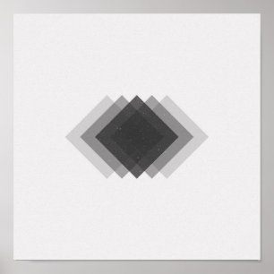 Minimalist Diamonds Black and White Poster