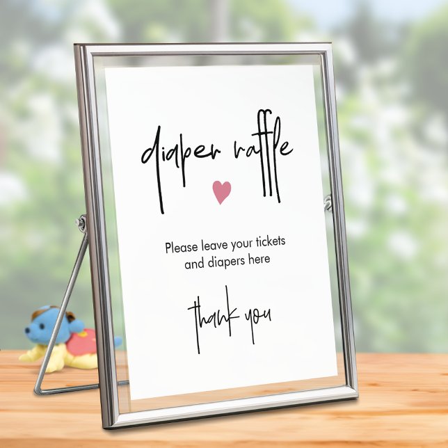 Minimalist Diaper Raffle Sign Girl Baby Shower (Creator Uploaded)