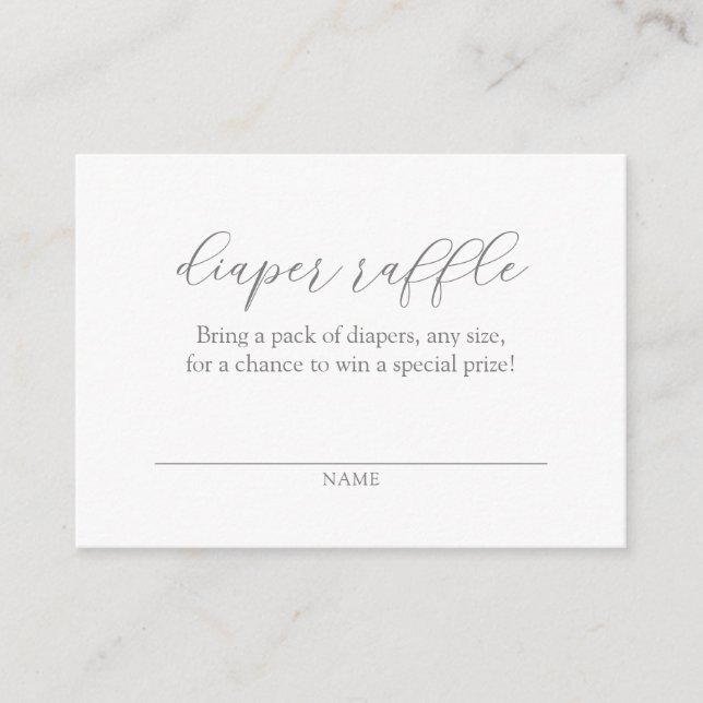 Minimalist Diaper Raffle Ticket Baby Shower Enclosure Card (Front)