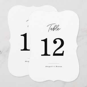 Minimalist Die Cut Script Wedding Table Number