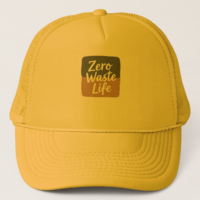 Minimalist Digital Graphic “Zero Waste Life” Handw Trucker Hat (Front)